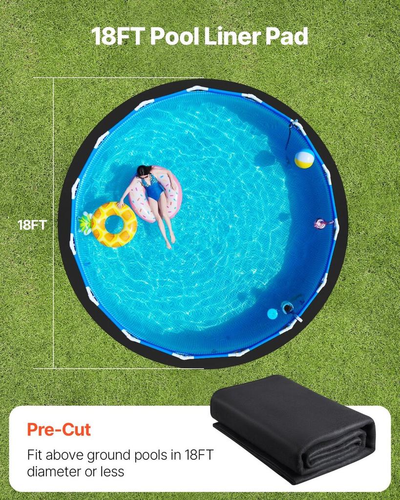18ft Round Pool Liner Pad for Above Ground Pools Heavy Duty Pool Mat