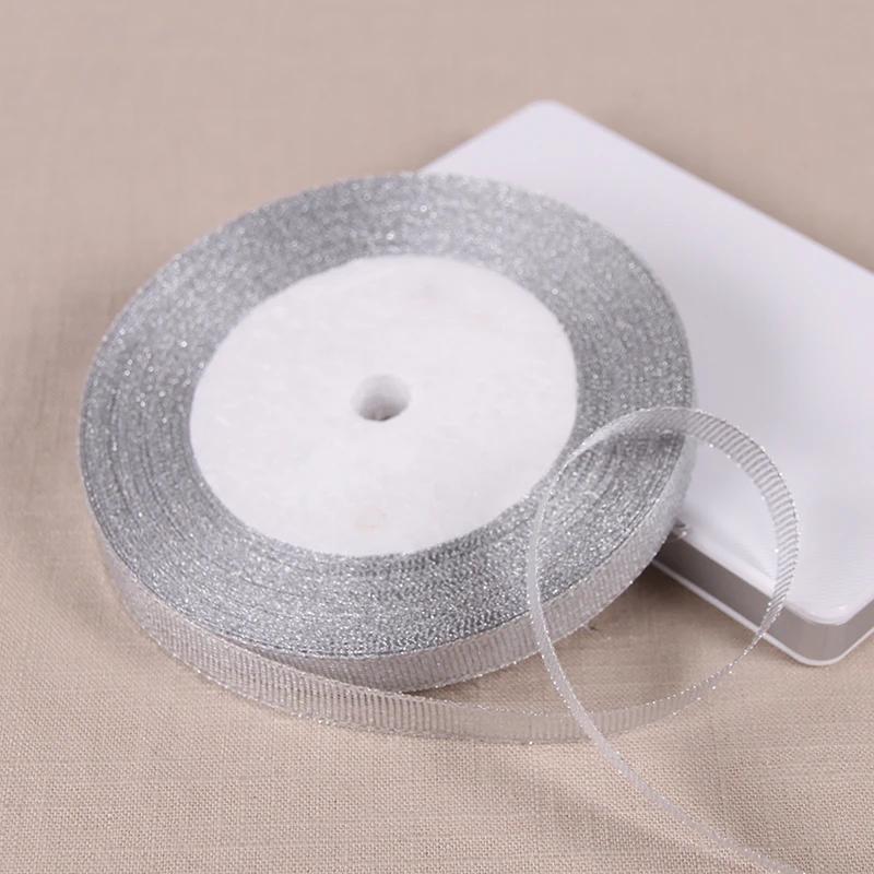 6mm 10mm 15mm 20mm 25mm 40mm 50mm 25 Jardów Złote Srebrne Brokatowe Wstążki Owijanie Prezentów Ślubnych Boże Narodzenie Halloween Impreza DIY Rękodzieło