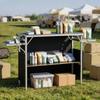 Folding Portable Bar Table, 1100 X 390 X 880 Mm, with Carry Bag, Storage Shelf, and Detachable Skirt, Quick and Easy Setup, Foldable Mobile Bartending