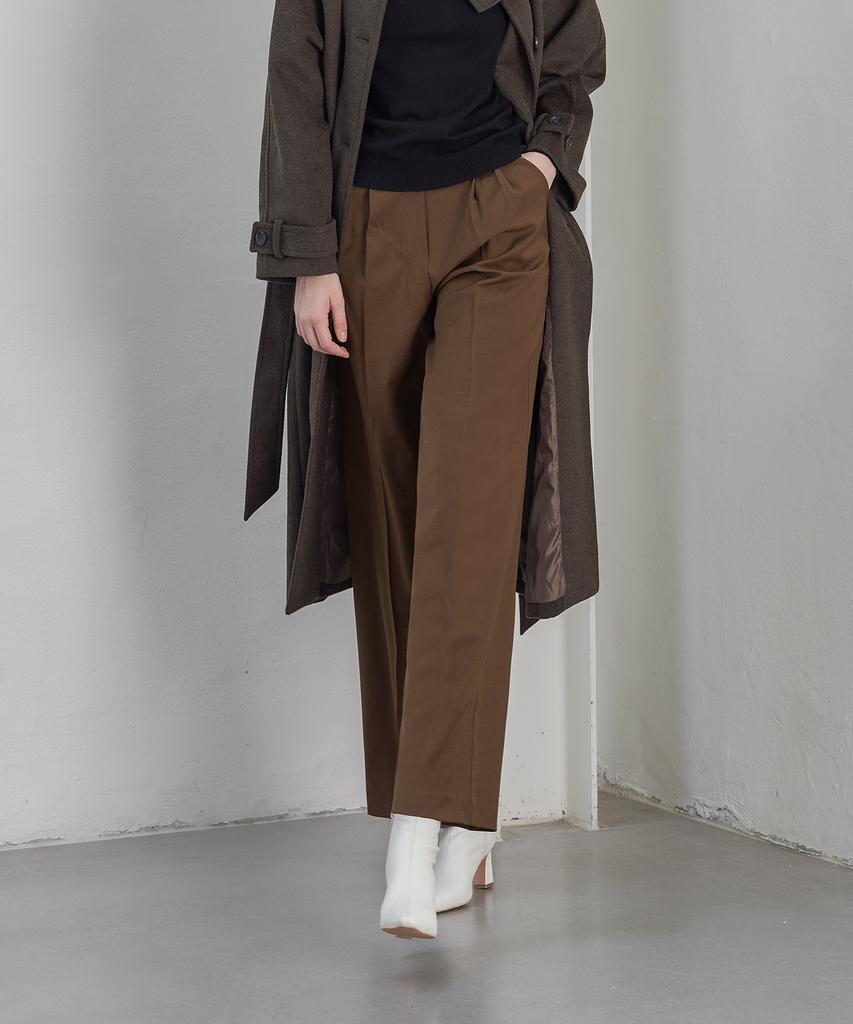 Julliapepe Signature Wool Semi Wide Slacks (Brown)