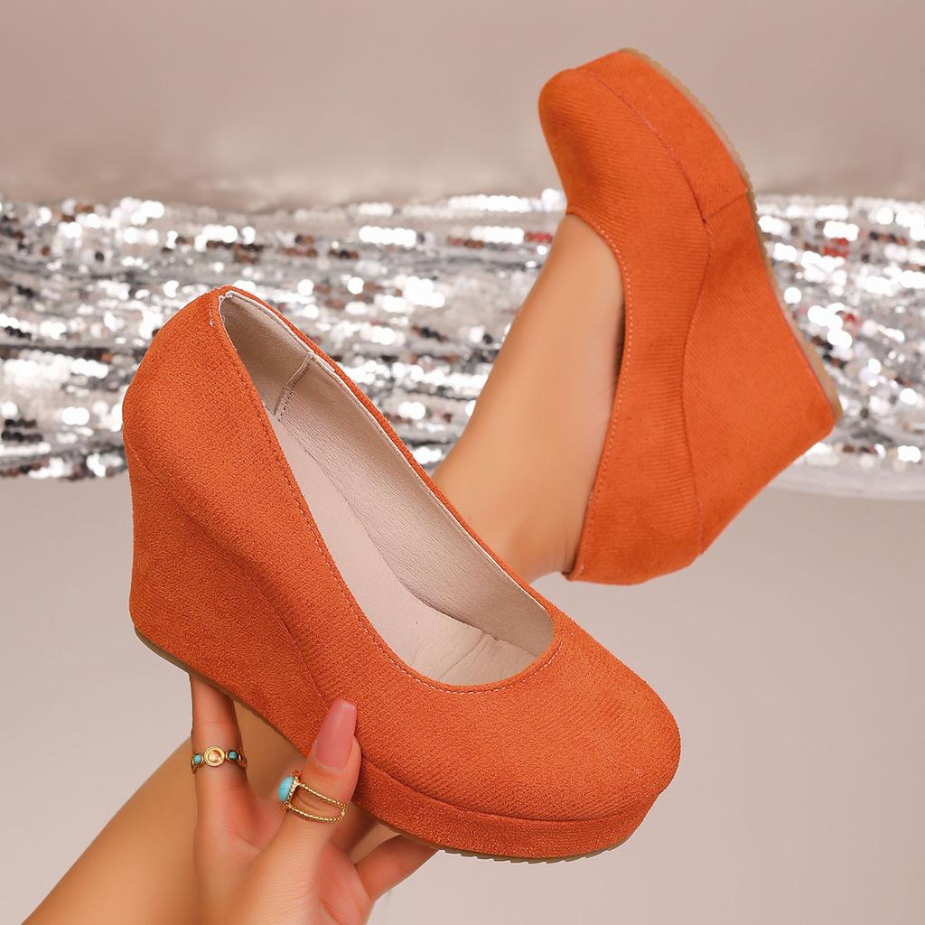 Spring/Autumn Pointed Toe Wedge Heel Shoes for Women, Fashionable Thick Sole Low-Cut High Heels, Women's Shoes 2026
