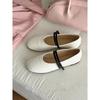 Sheepskin Version~ 2025 New French Round Head Shallow Mouth Flat Sole Shoes Women's Soft Leather Mary Jane Shoes White Ballet Shoes