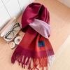 111% pure blue-gray plaid scarf for men and women, winter knitted to keep warm, high-end temperament plaid scarf