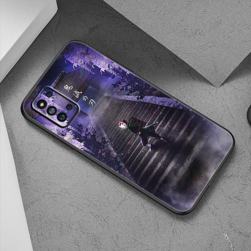 Anime Dämon Slayer Tanjiro Fall für Samsung Galaxy A12 A02S A22 A32 A52 A72 A71 A51 A41 A31 A21 A11 A50 A70 A10 A20S schwarze Abdeckung