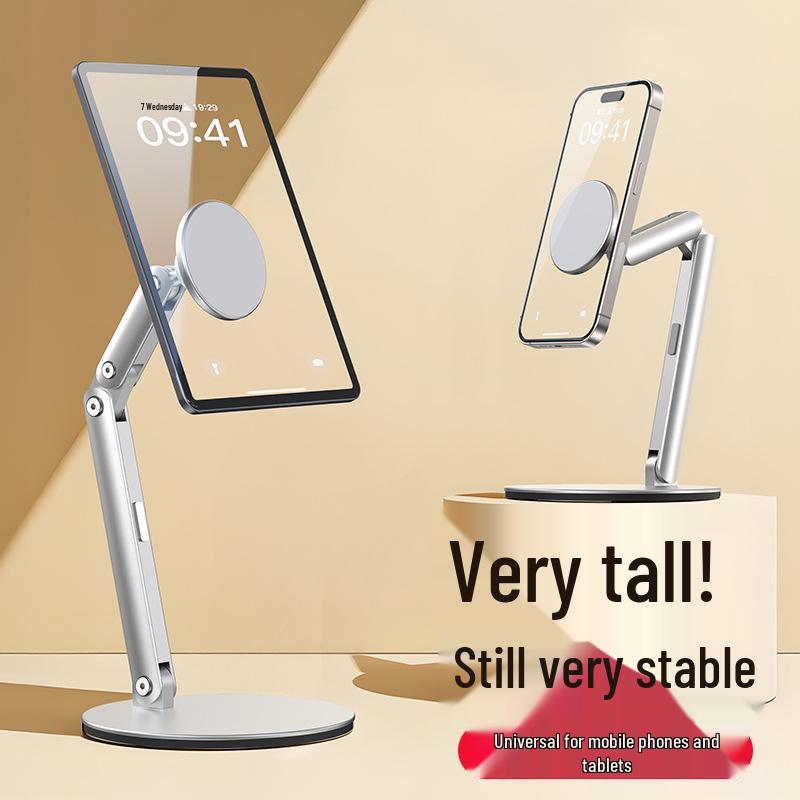 Suporte de Mesa Ajustável em Alumínio para Tablet e Celular com Montagem Magnética