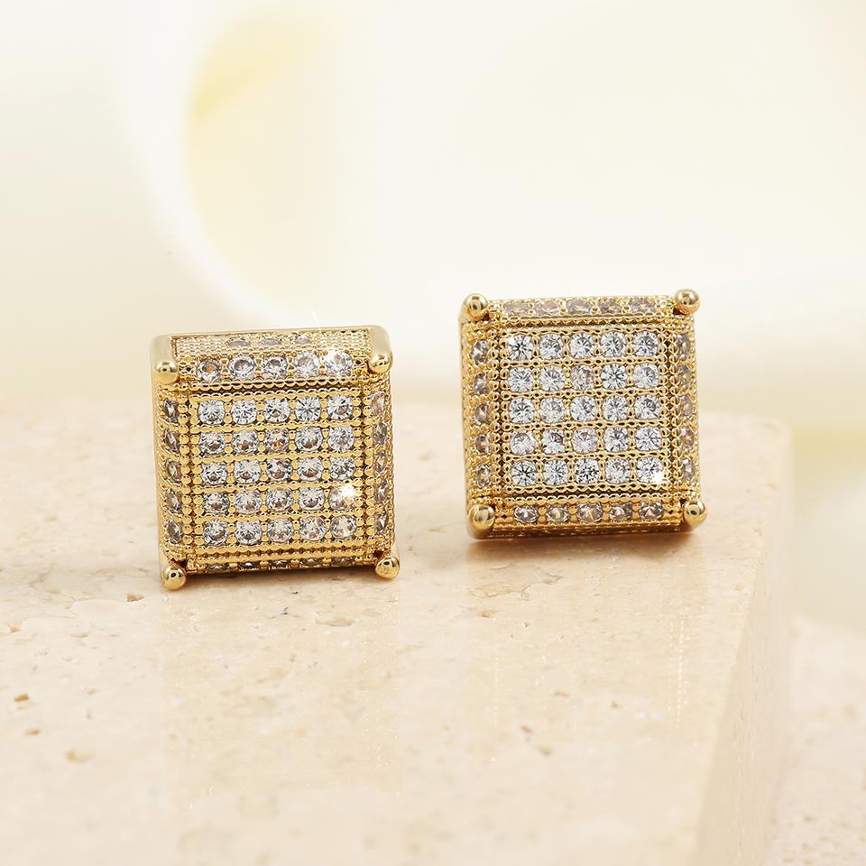 ZAKOL Buling Zirconia Earrings for Men Iced Out Micro Full Paved CZ Crystal Copper Earring Fashion Hip Hop Zircon