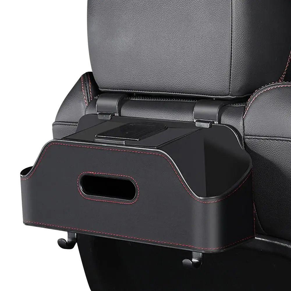 1 Stück Auto Innenaufbewahrung Auto Taschentuchbox Halter mit 2 Getränkehaltern Kopfstützenhaken Autozubehör