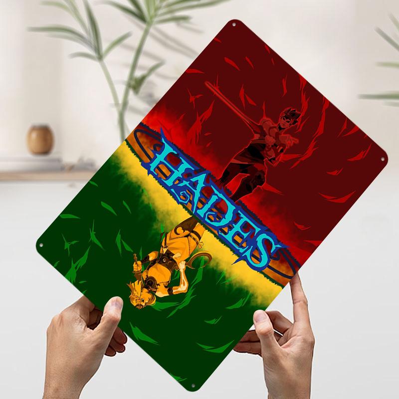 Hades Game Character Art Tin Poster Customized Retro Wall Art Vintage Metal Signs for Room Decoration At Home Garage Decorations