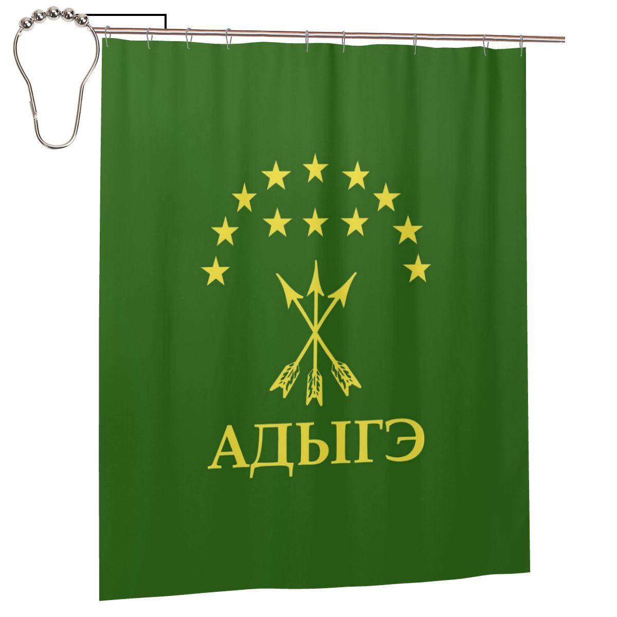 

Adiga Gift For Circassian Great Adygea Flag Shower Curtain Bathroom Polyester Waterproof Bath Curtains With Hooks W60H190(CM)-1 Pcs