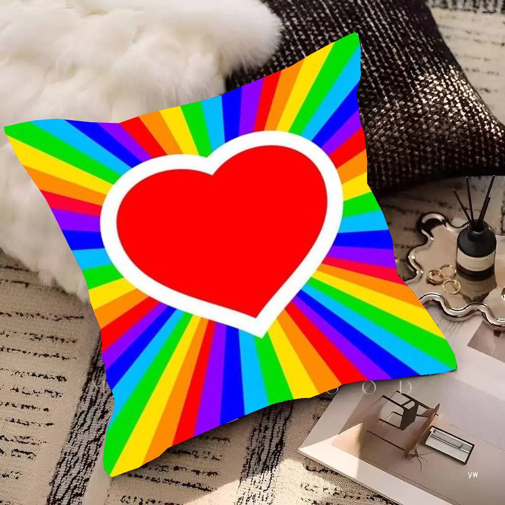 Rainbow Pillow Case Fashion Square Pillowcase Bedroom Sofa Room Ins Decoration Leisure