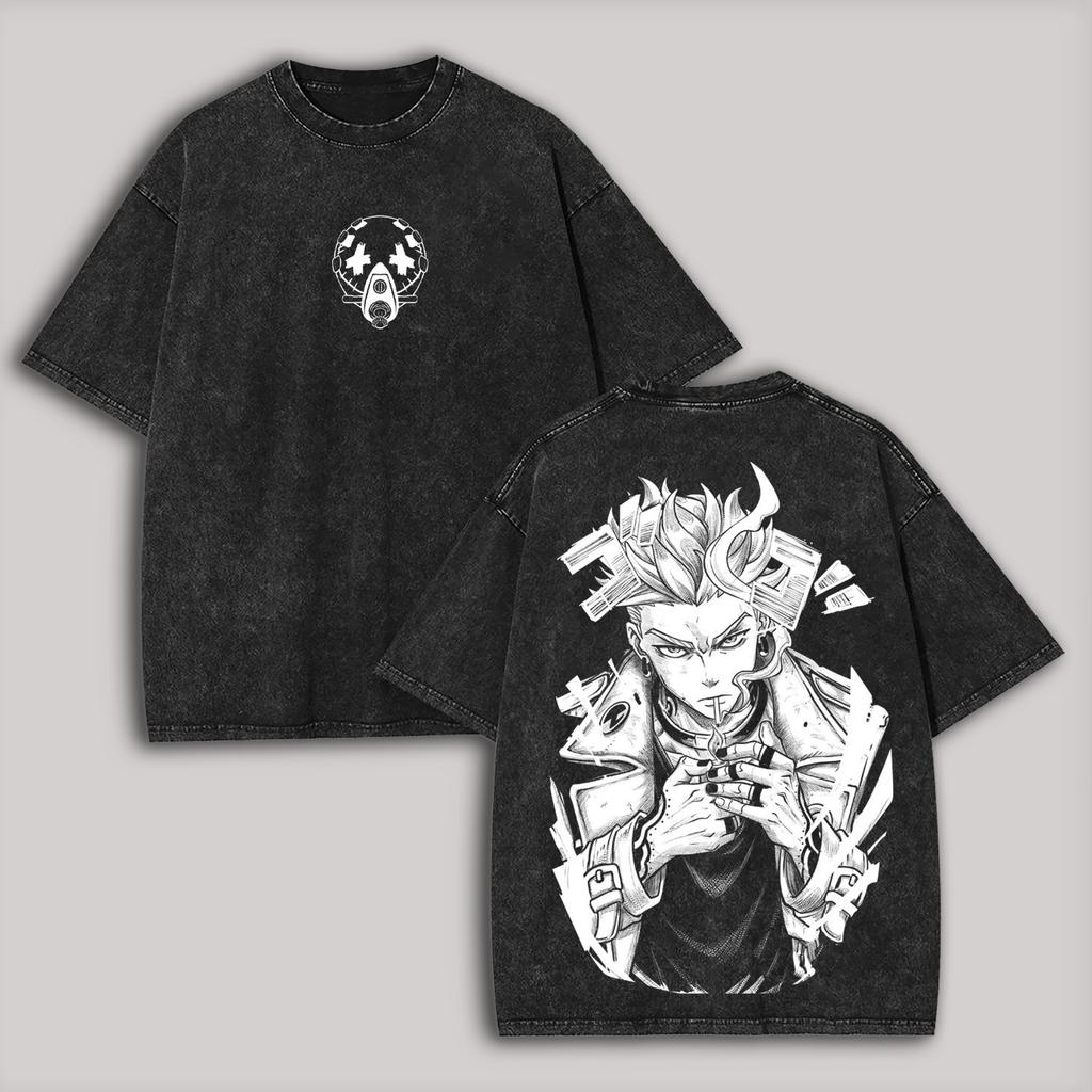 Camiseta Oversized Lavada Enjin Cleaners Gachiakuta Anime Masculina Anime Japonês Manga Feminino Masculino Roupas Lavar Roupas Hip Hop Manga Curta