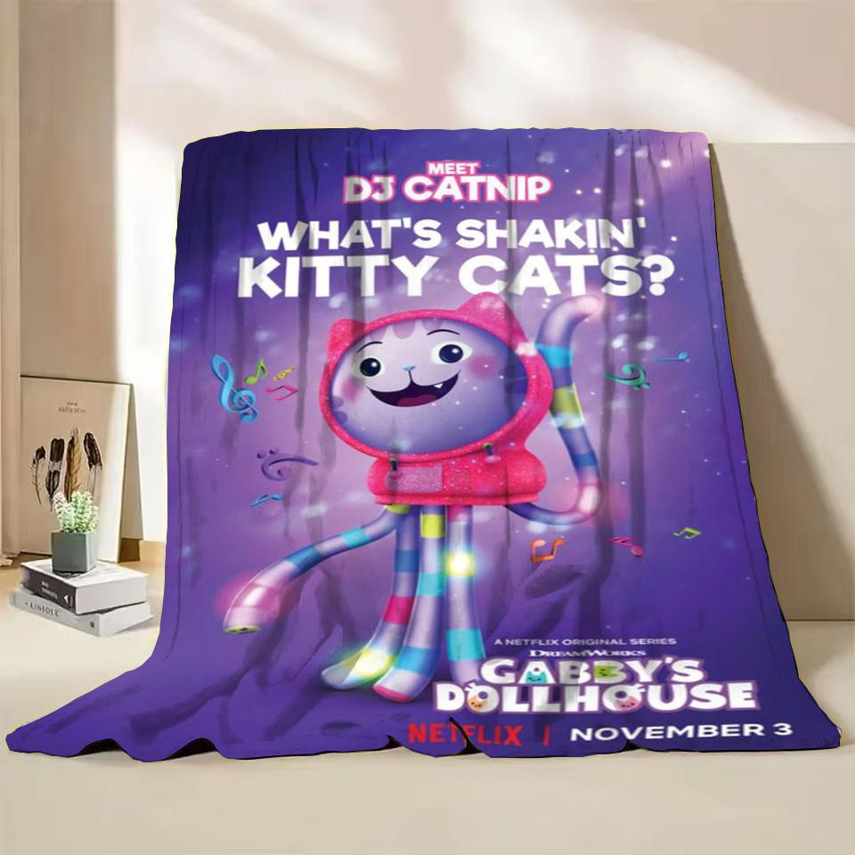 Gabbys Dollhouse Flannel Fluffy Fleece Blanket for Home Bedroom Bed Sofa Office Children Cover Adult Soft Blanket Kids Cute Gift