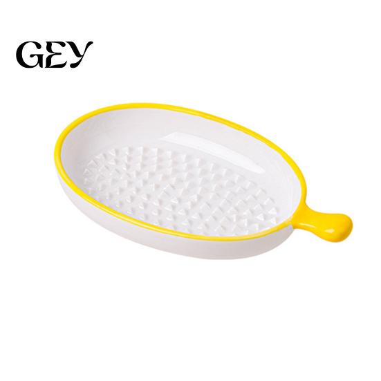 Kitchen Prep Tool Ceramic Garlic Grater Plate for Food Prep, Multifunctional Ginger And Parmesan Mincer Dish, Non Slip Masher Bowl Cheese Nutmeg