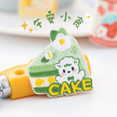 Selbstklebender niedlicher Stickaufkleber, Guten Nachmittag Snack-Handbuch, Handyhülle, Taschen-Dekorationsaufkleber, Flicken für Kleidungslöcher, Stoffaufkleber