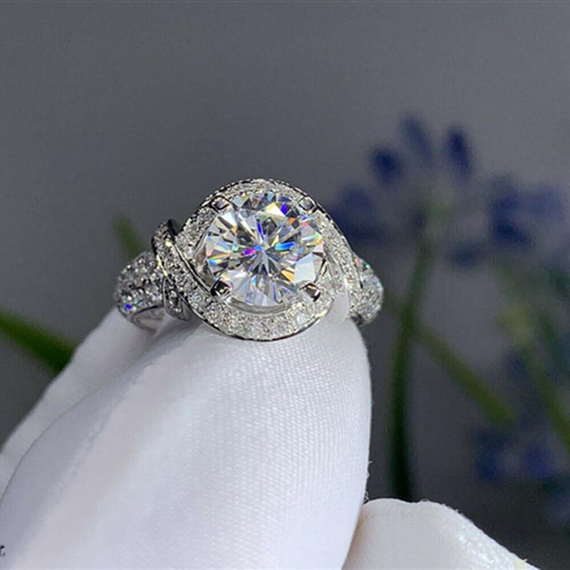 CopperRings Full Paved Cubic Zirconia Luxury Engagement Wedding Rings Anniversary Party Elegant Female Jewelry