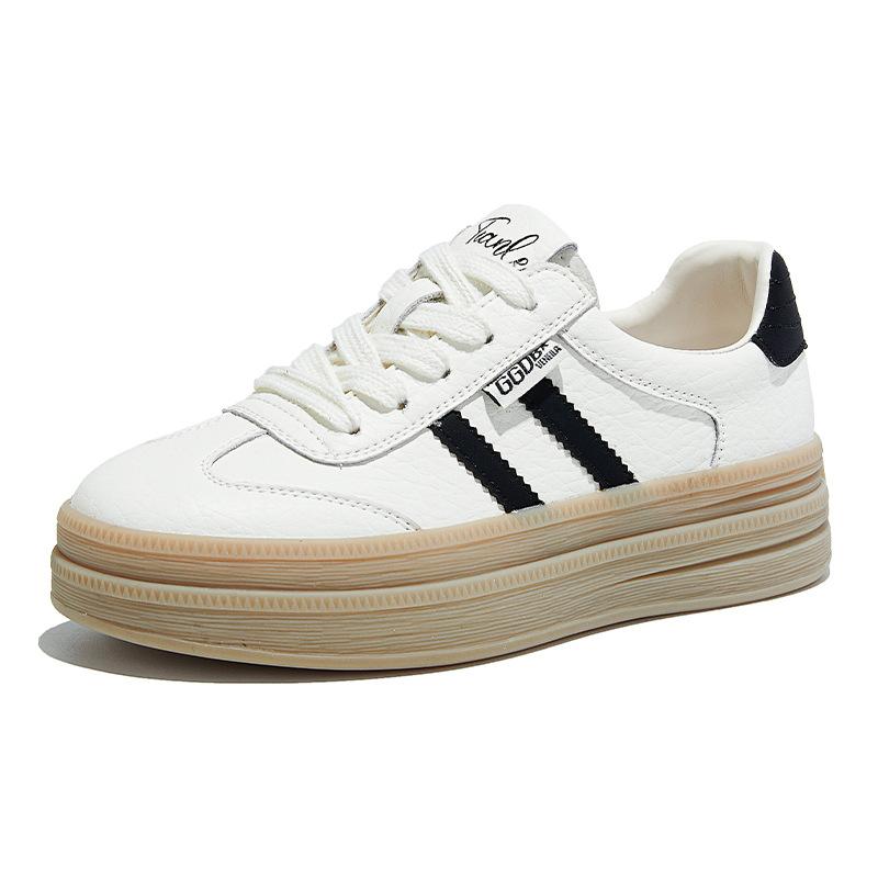 Leather platform German training shoes women's 2025 new comfortable Forrest Gump shoes versatile sports shoes not tired feet white shoes women's