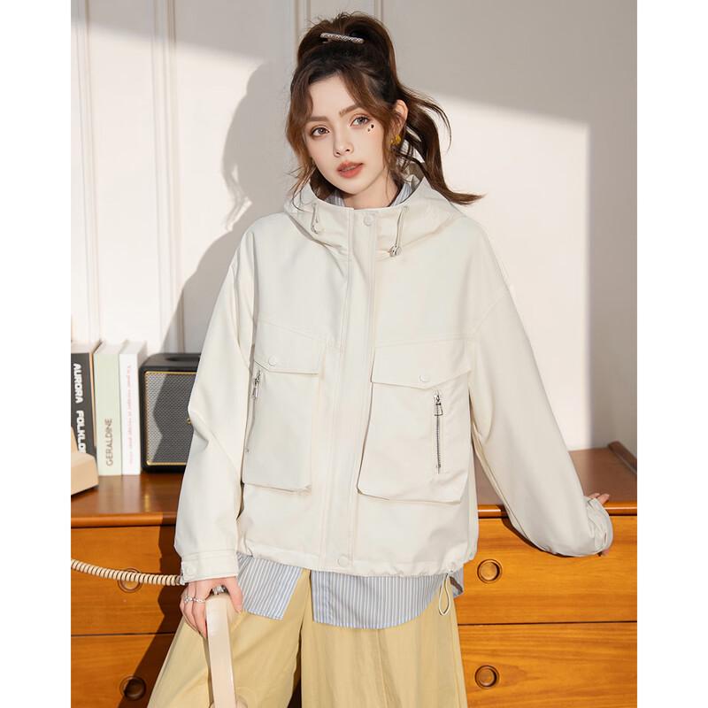 ET BOITE Women's Korean-Style Loose Hooded Utility Jacket