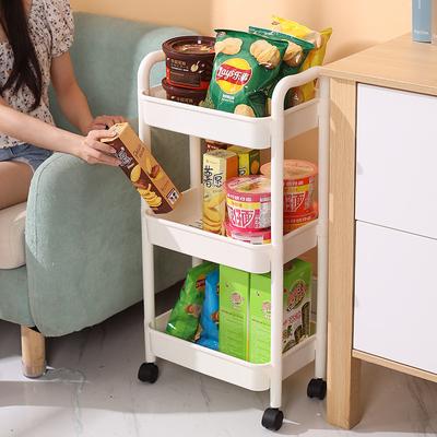 4 3-Tier Plastic Rolling Utility Cart Multi-Functional Storage Trolley for Bedroom Kitchen Movable Storage Organizer with Wheels