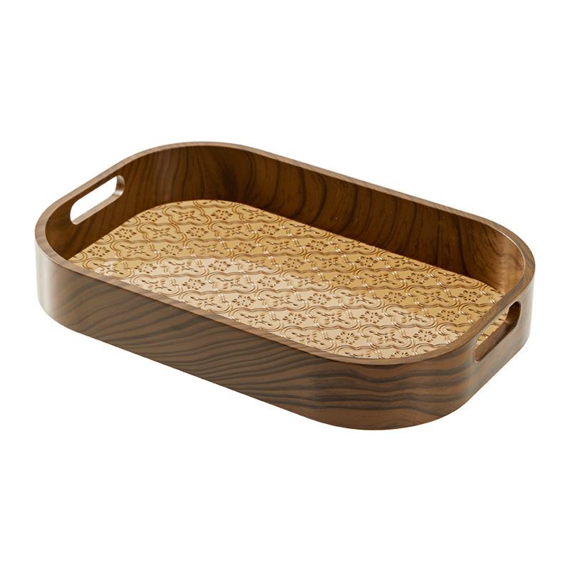 Rectangular Dried Fruit Plate Retro Transparent Storage Tray Home Living Room Coffee Table Tea Cup Storage Plate Home Decor