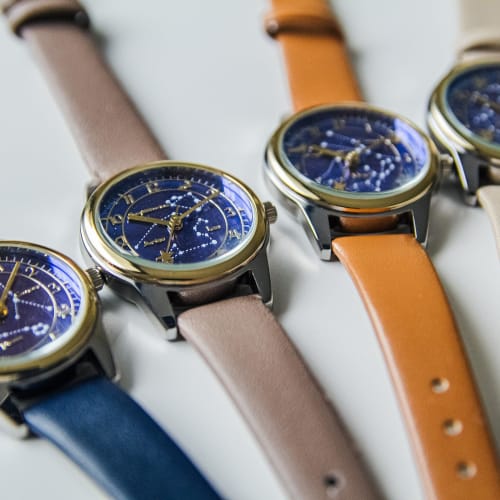 Fieldwork Women's Analog Watch with Leather Strap, Luminous Dial, 12 Zodiac Signs, Gray, DT127-5