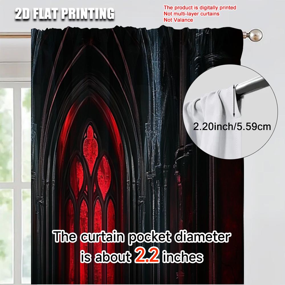 2pcs   Fashionable Curtains  print Gothic Archway Black and Red Machine Washable (without rod) Thermal Insulation   and Room