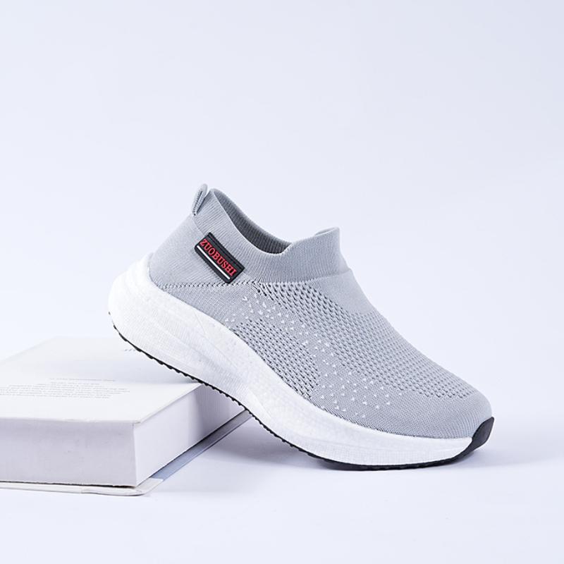 Women's Breathable Slip On Sneakers Summer Comfort Mesh Flying-Woven Low Top Casual Shoes Cushion Soft Soled Walking Shoes Lady