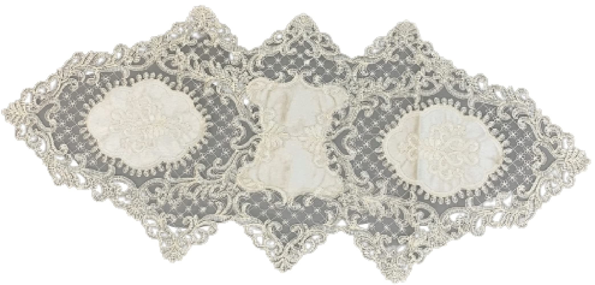 Элегантная Французская Кружевная Центральная Деталь Стола, Бежевая, 38x83см, Салфетка, Дорожка на Стол, Вышитая Скатерть, 12221TC