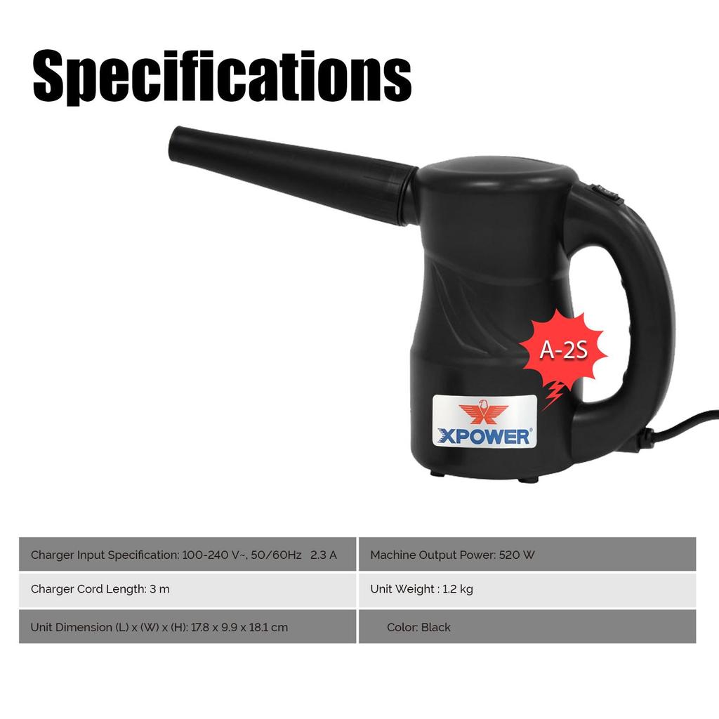 Luchtblazer XPOWER Cyber Duster Multifunctionele Aangedreven Bladblazer Krachtige Elektrische Stofzuiger, Ontwerp met schuine mondstuk (A-2S)