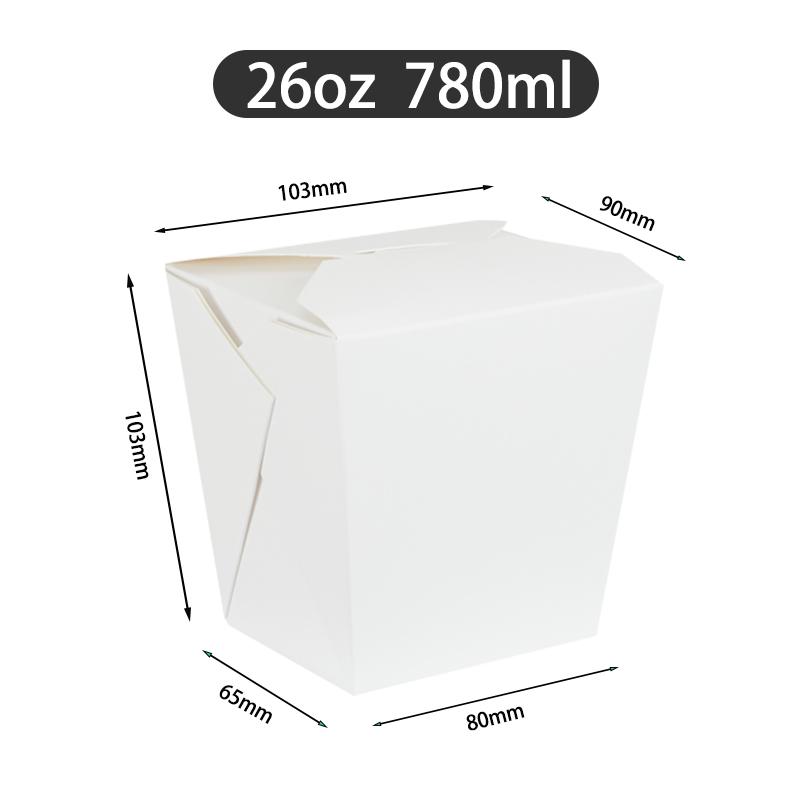 50-Pack Disposable White Paper Takeout Boxes for Salads, Fried Rice, and Fried Chicken