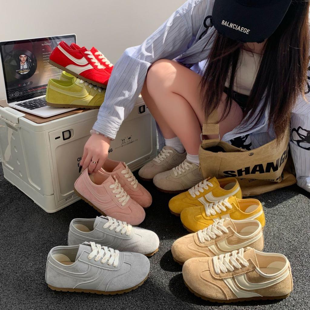 Red German training shoes women's new spring women's shoes flat-soled retro casual board shoes sports Forrest Gump shoes