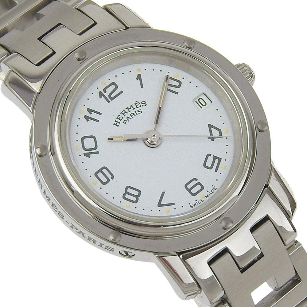 HERMES Clipper Watches CL4.210 whiteDial Stainless Steel Quartz Analog display Women Used