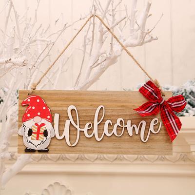 Christmas Wooden Door Hanging Christmas Decorations Hotel Cafe Welcome Pendant Faceless Deep Forest Dwarf