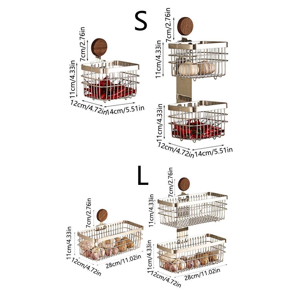 Stainless Steel Kitchen Wall Hanging Rack Walnut Hanging Onion Storage Box  Fruit