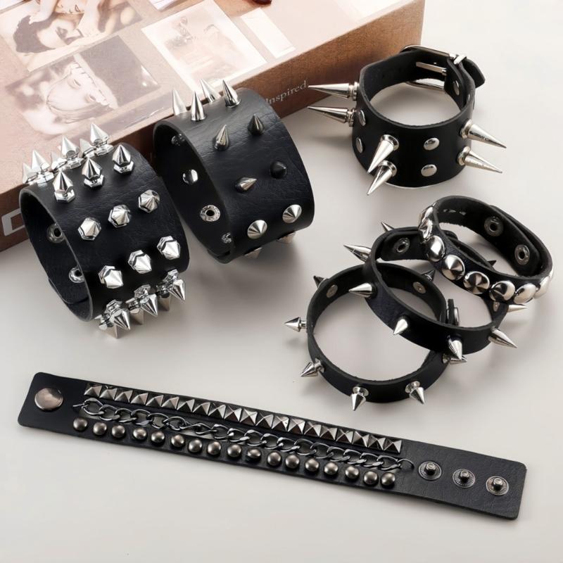Braccialetto in Pelle Multistrato Fatto a Mano Braccialetto da Polso alla Moda Gioielli Eleganti da Festa Braccialetti alla Moda da Donna per Feste Quotidiane