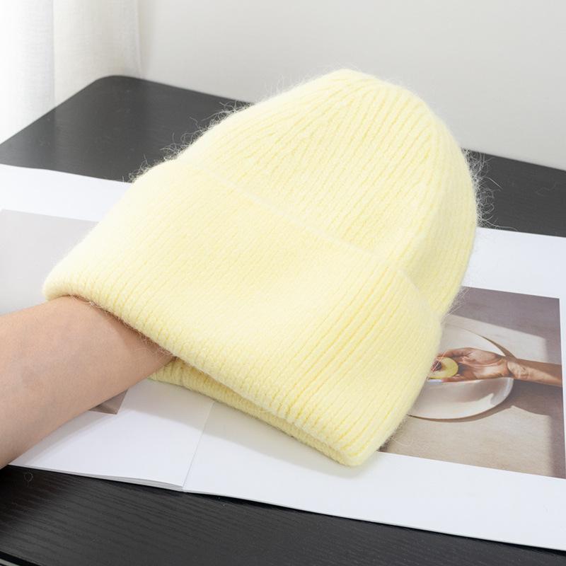 Korėjietiškos saldainių spalvos triušio kailio kepurė su gobtuvu, moteriška, šilta megzta kepurė, korėjietiška japoniška šalta kepurė Instagram virusinė tendencija