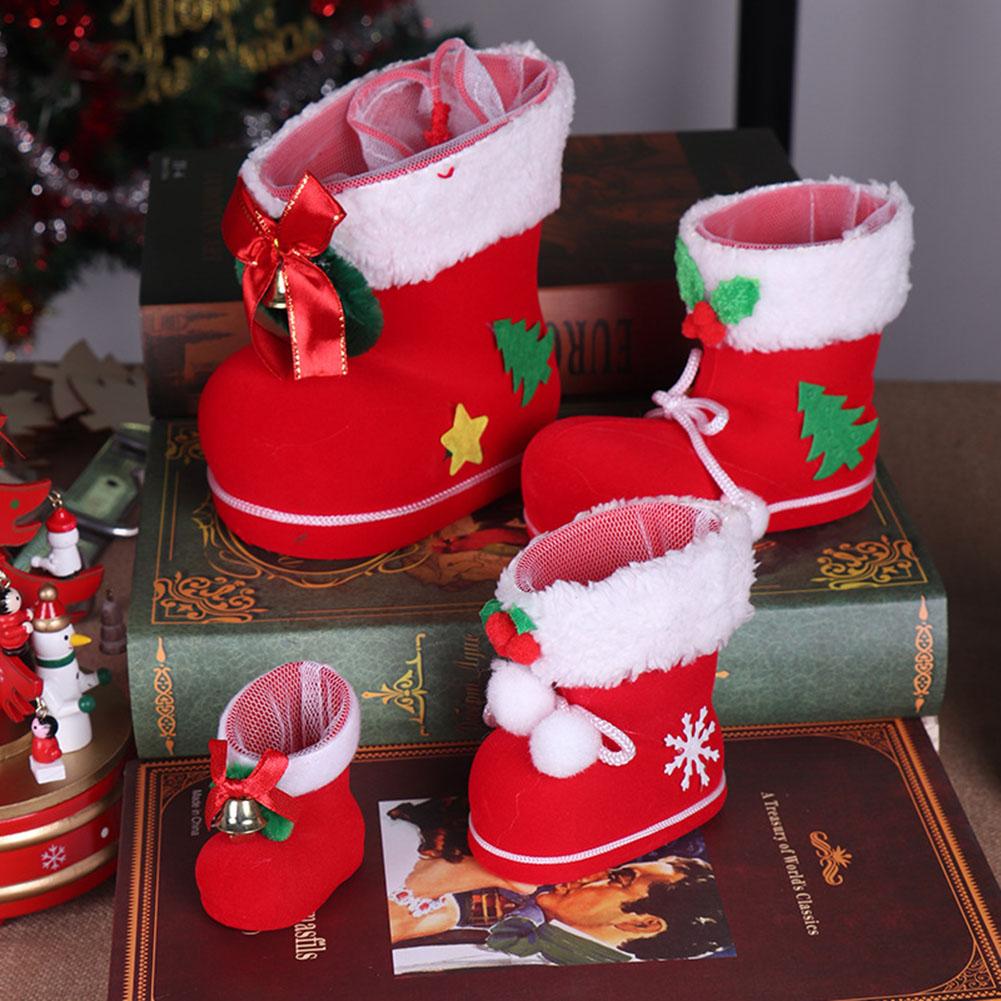10-1pcs Christmas Candy Bags Red Boots Creative Sugar Bags Santa Gift Bag For Xmas Cookies Gifts Packing Supply Happy New Year