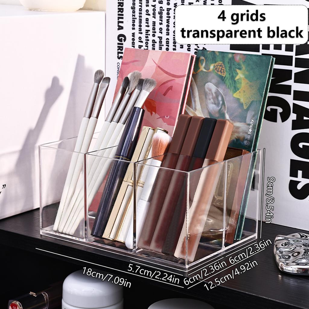 1pc Desktop Acrylic Transparent Makeup Brush Storage Box Organizer Portable Lipstick Makeup Brush Makeup Pen Holder Storage Box
