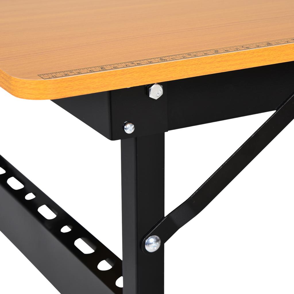 Banco da Lavoro Pieghevole per Garage da 100 cm, Tavolo da Artigianato Workstation in MDF, Struttura Robusta in Acciaio con Righello, Goniometro