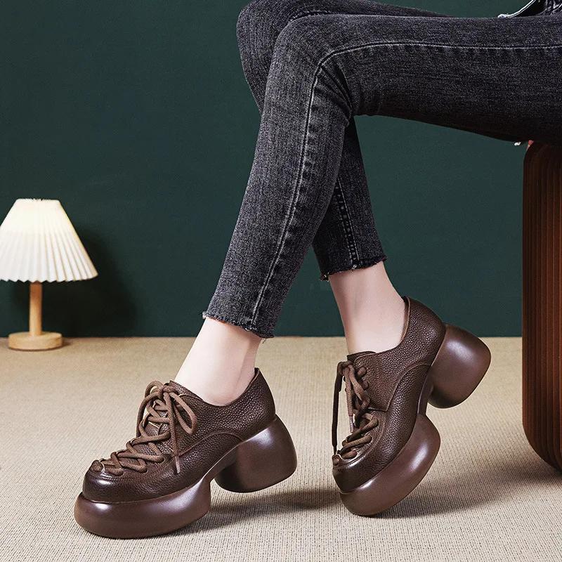 Fujin/женские туфли на плоской подошве с круглым носком 7 см — фото 4