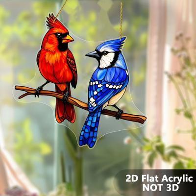 2D FlaRed Bird and Blue Bird Acrylic Decoration Sign, Ideal for Bird Enthusiasts, Suitable for Wall Decoration, Porch, Room, Villa, Accents Home, Hall