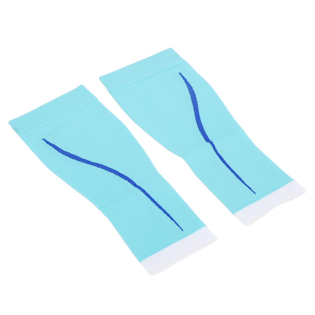 1 Pair Calf Compression Sleeve Breathable Lightweight Light Blue Footless Calf Sports Socks for Running Cycling