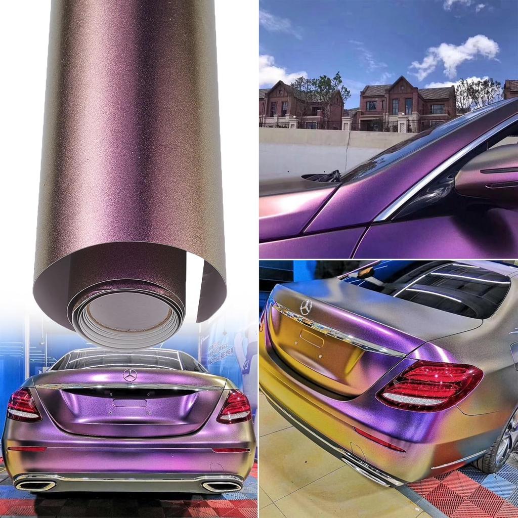 Purple to Copper Matte Metallic Chameleon Vinyl Wrap Color Change DIY Vehicle Vinyl Film, 59.84'' x 11.8''