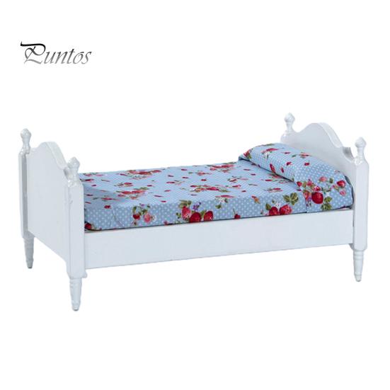 

Имитация односпальной кровати, изысканные аксессуары, деревянная миниатюрная односпальная кровать в масштабе 1/12 для кукольного домика, реквизит для сцены белый