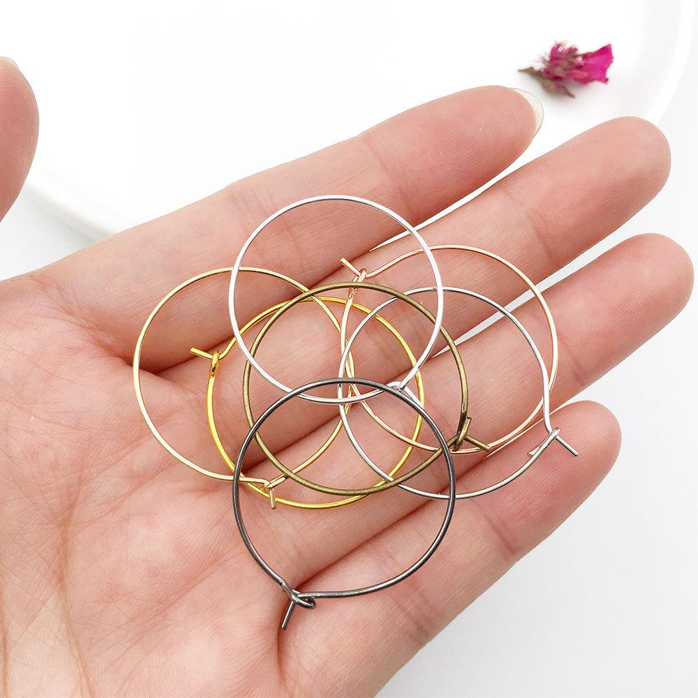 20-35mm Nine Character Earring Ring Ear Coil Iron Plated Round Wine Glass Earring Ring 100pcs/lot DIY Bead Earring Accessories