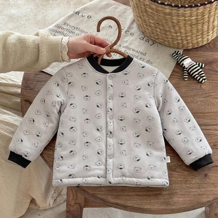 Machine washable handmade cotton-padded jacket, children's cotton-padded jacket, student school uniform with thickened warm boys cotton-padded jacket
