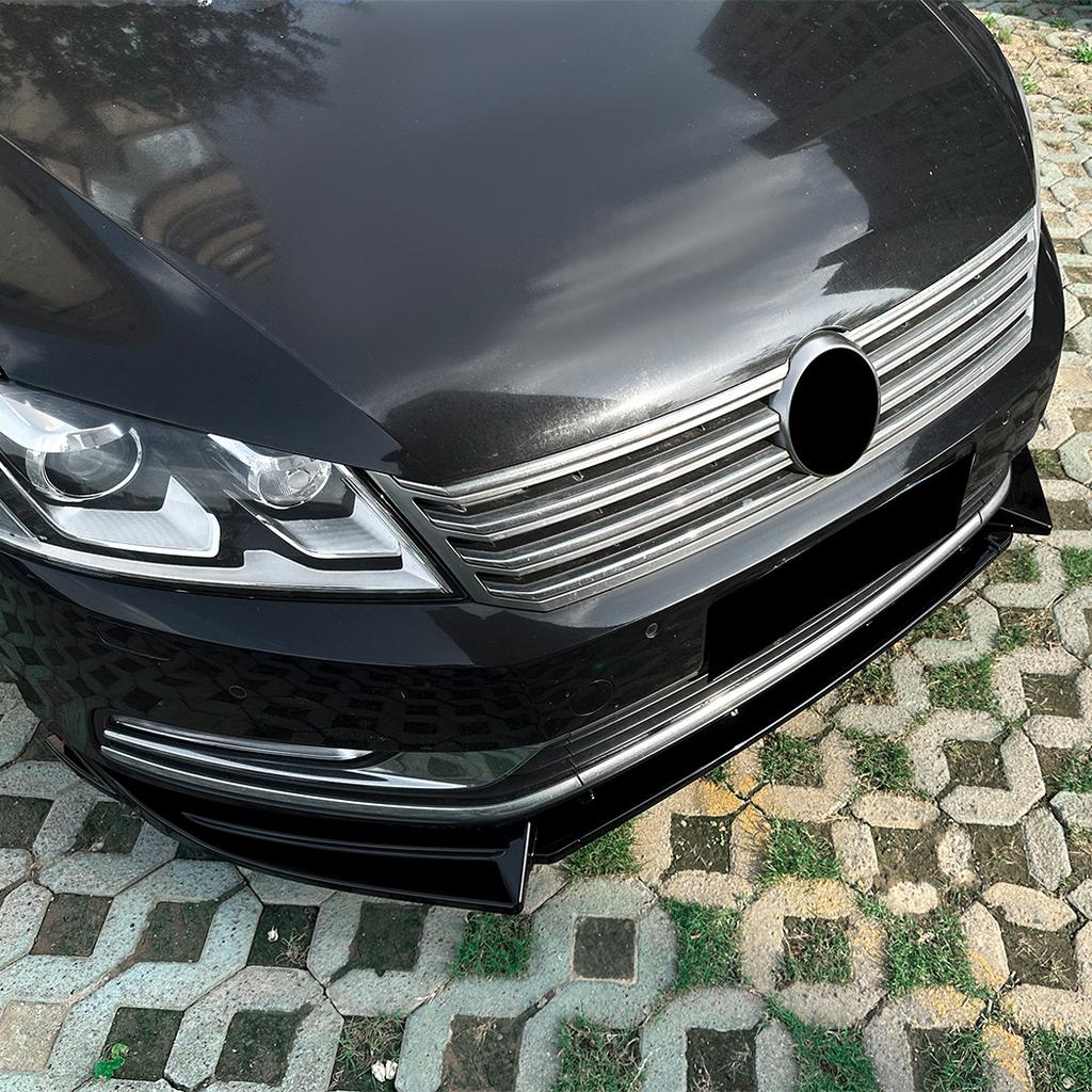 ABS Car Front Bumper Lip Spoiler For VW Passat B7 2011-2015 Standard Version Glossy Black Diffuser Splitter Body Kit