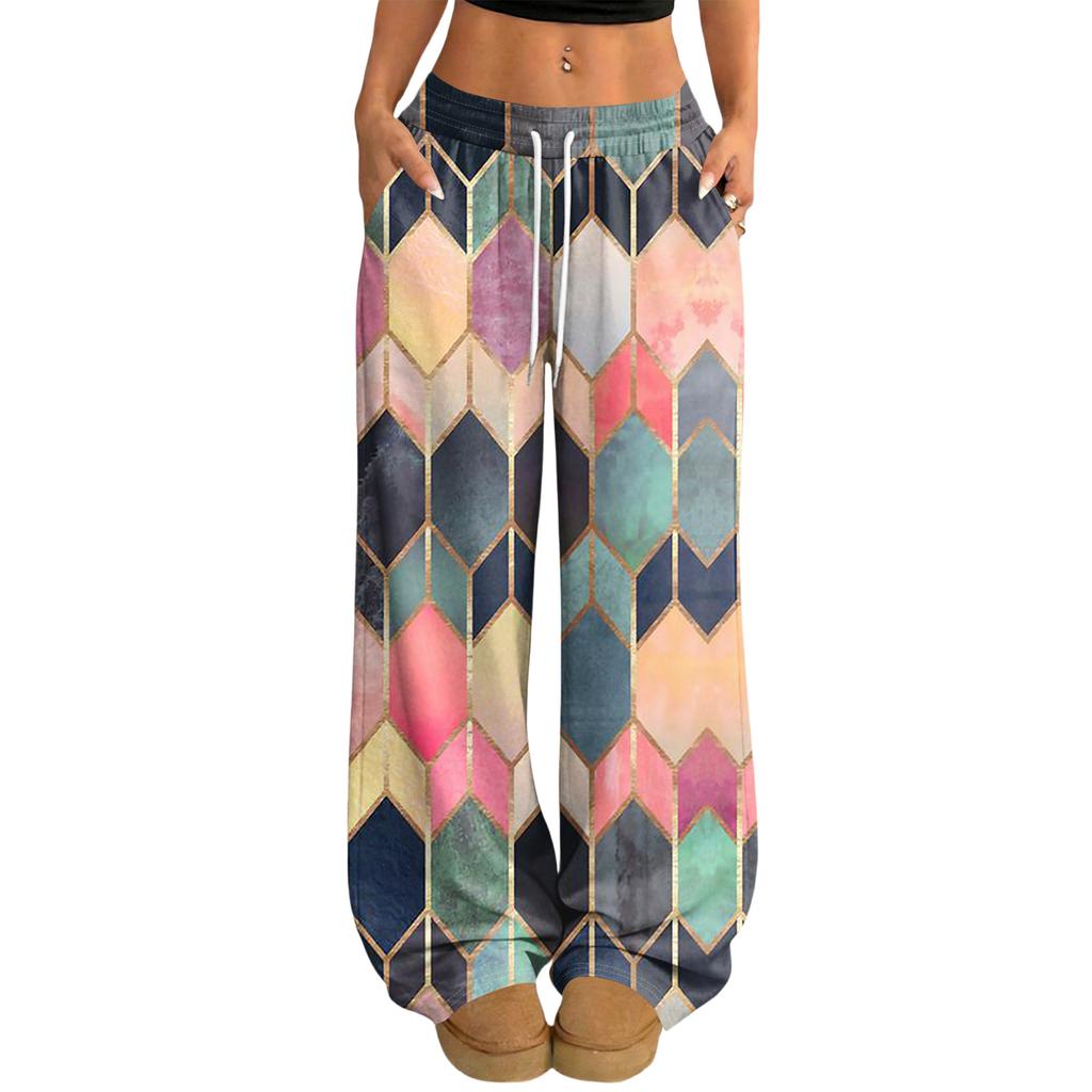 Damskie Codzienne i Modne Elastyczne Spodnie z Szerokimi Nogawkami