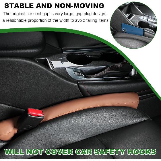 2 PCS Leather Car Seat Gap Filler, Auto Seat Blocker Organizer Fill The Gap Between Seat And Console, Universal Gap Filler Plug Stop Things From