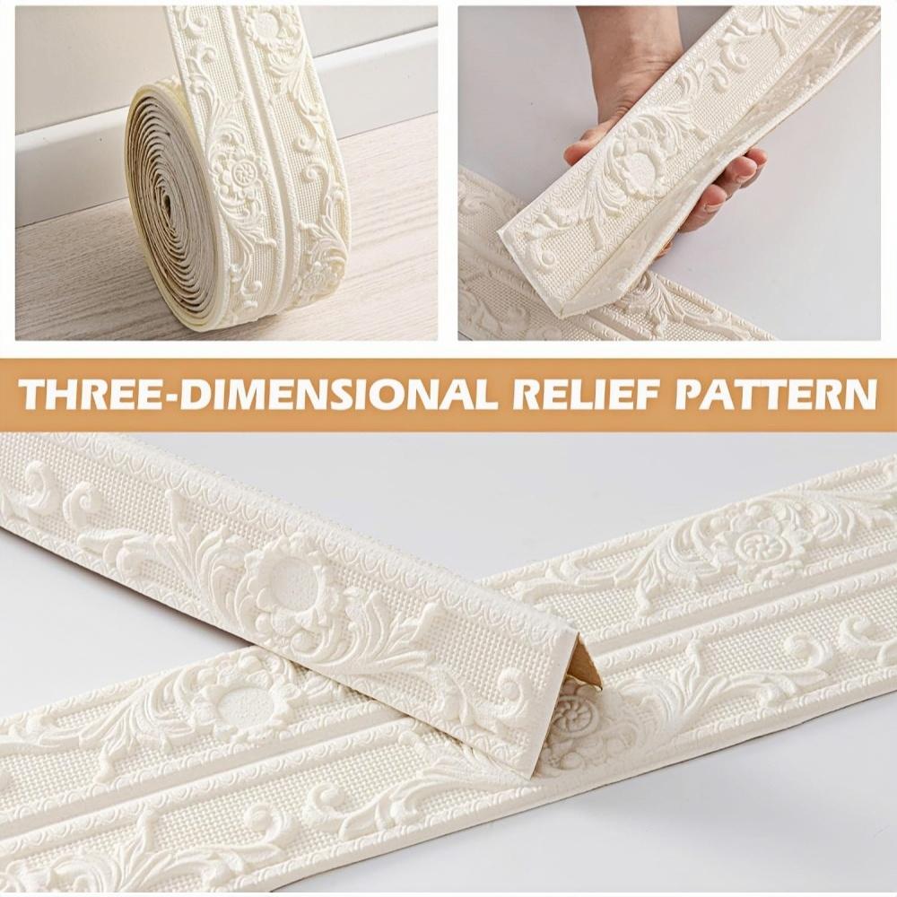 1 Piece of 2.3mX12cm Self-adhesive Wall Sticker, PVC Decorative Wall Sticker, Ceiling Corner Line, Suitable for Home Decoration