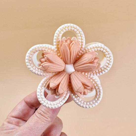 Women Hair Claw Double-Sided 3D Flower Design Strong Grip Hair Clip Anti-slip Design Back Head Hair Clip Hair Accessory